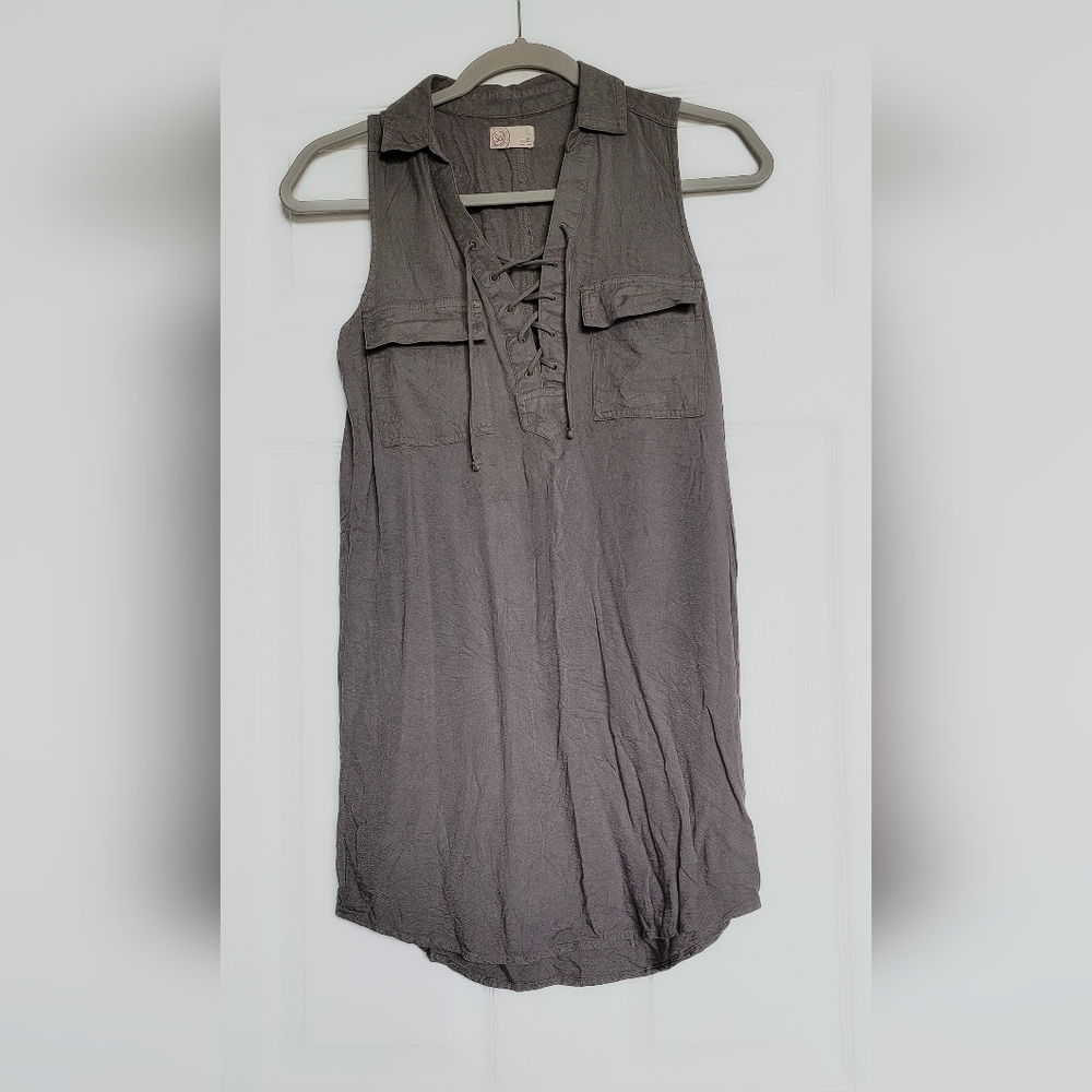 Olive Green Lace Up Dress Size XS